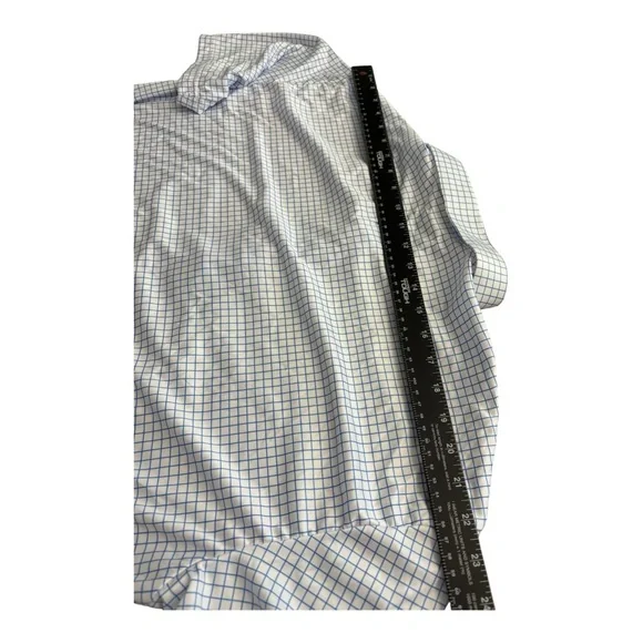 Collars & Co Polo Shirt Mens 2XL Blue Check Grid Dress Collar Golf Performance - Picture 14 of 14
